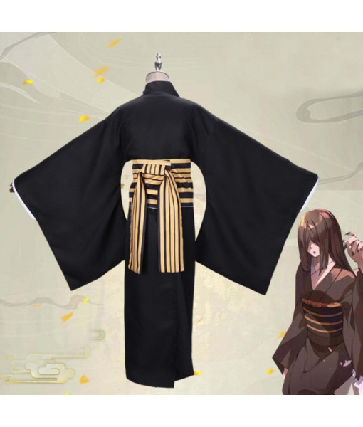 Women Black Kimono Japanese Outfit Yukata Halloween Costume