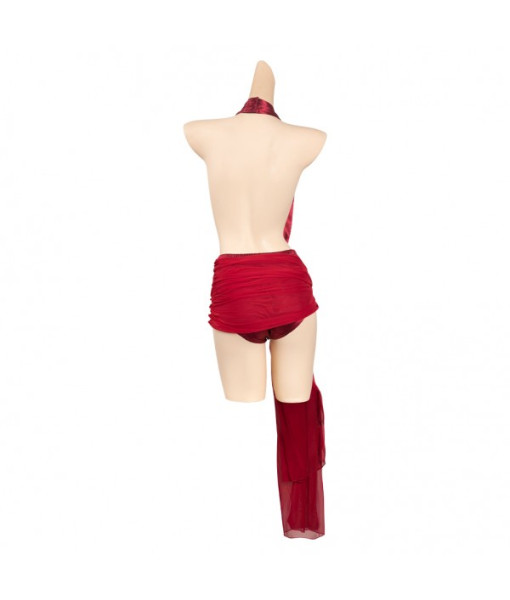 Women Red Sexy Silk Cover Halloween Costume