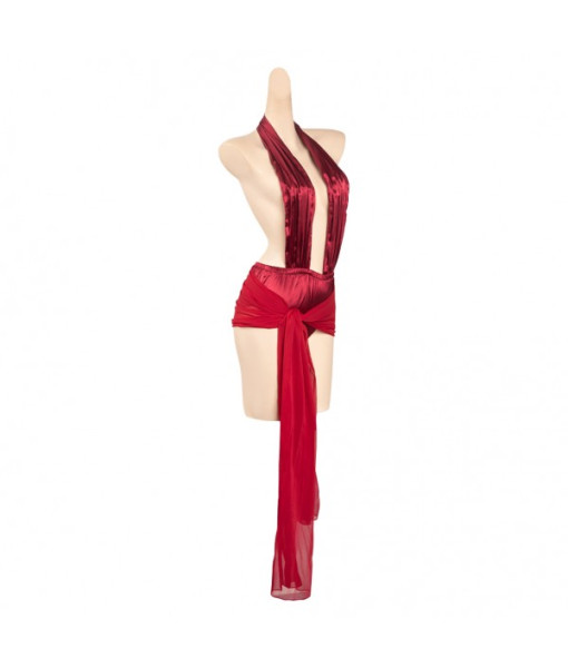 Women Red Sexy Silk Cover Halloween Costume