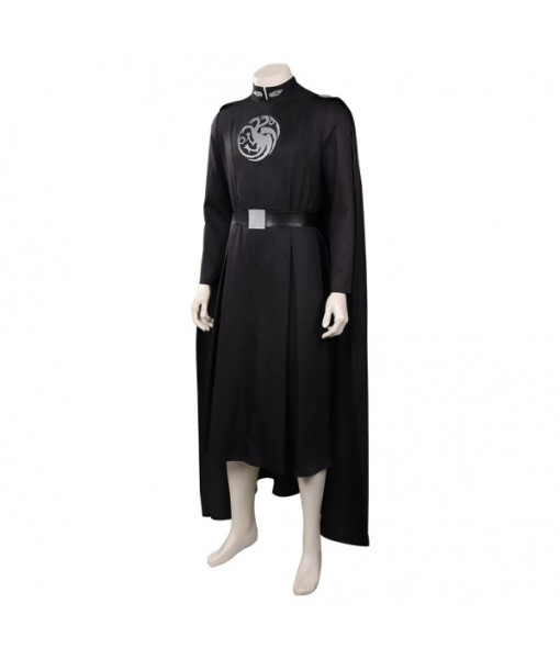 Men Medieval Fantasy Black Cloak Outfit Dragon King Halloween Costume