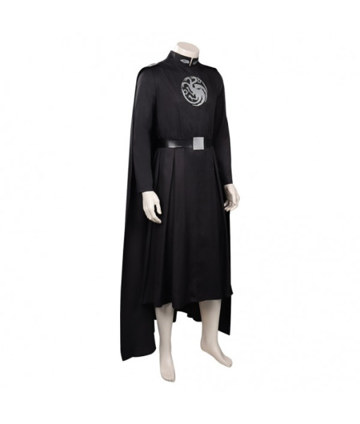 Men Medieval Fantasy Black Cloak Outfit Dragon King Halloween Costume