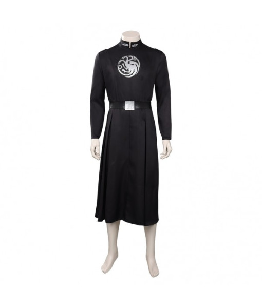 Men Medieval Fantasy Black Cloak Outfit Dragon King Halloween Costume