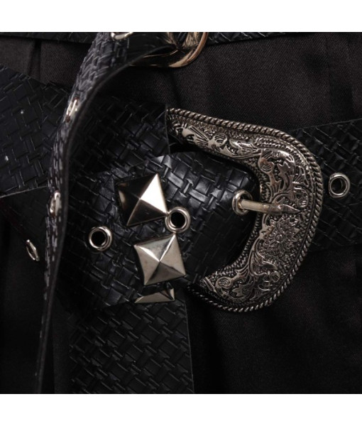 Men Medieval Fantasy Black Leather Prince Outfit Halloween Stage Costume