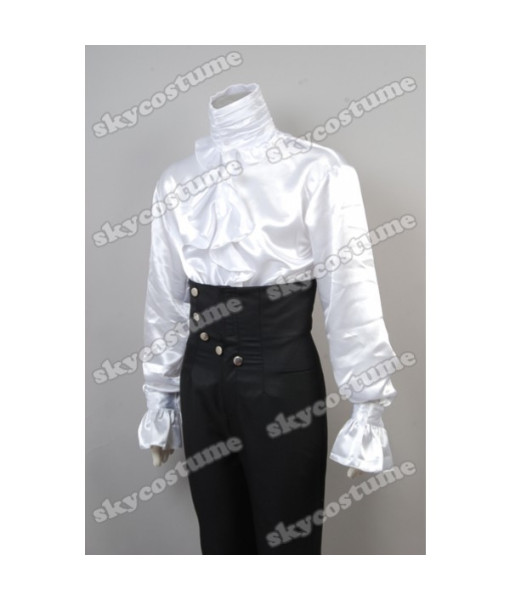 Men Purple Coat White Lace Lining Rockstar Stage Halloween Costume 