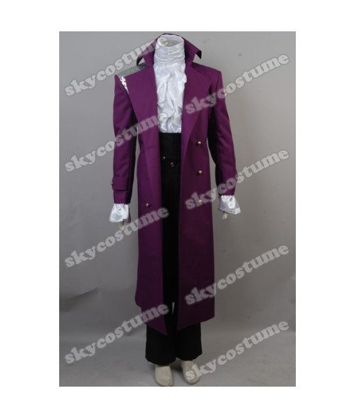 Men Purple Coat White Lace Lining Rockstar Stage Halloween Costume 