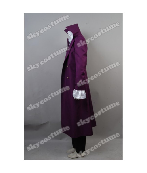 Men Purple Coat White Lace Lining Rockstar Stage Halloween Costume 