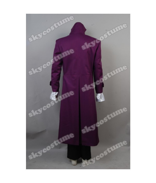 Men Purple Coat White Lace Lining Rockstar Stage Halloween Costume 