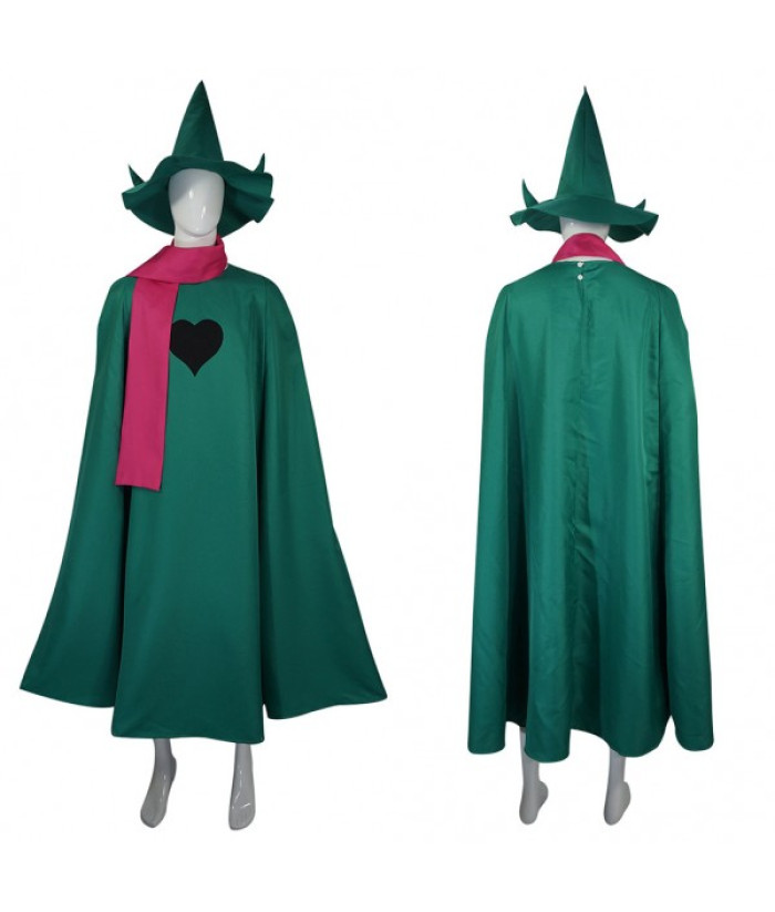 Adult Green Long Robe Heart Printed Witch Halloween Costume-Skycostume.com