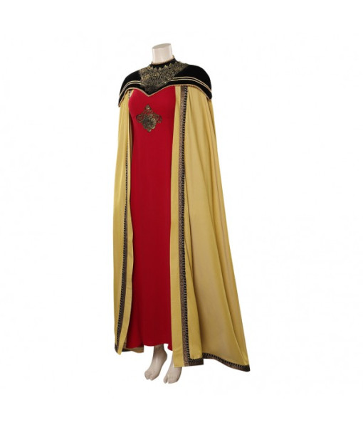 Women Medieval Fantasy Yellow Cape Royal Outfit Deluxe Dress Queen Halloween Costume