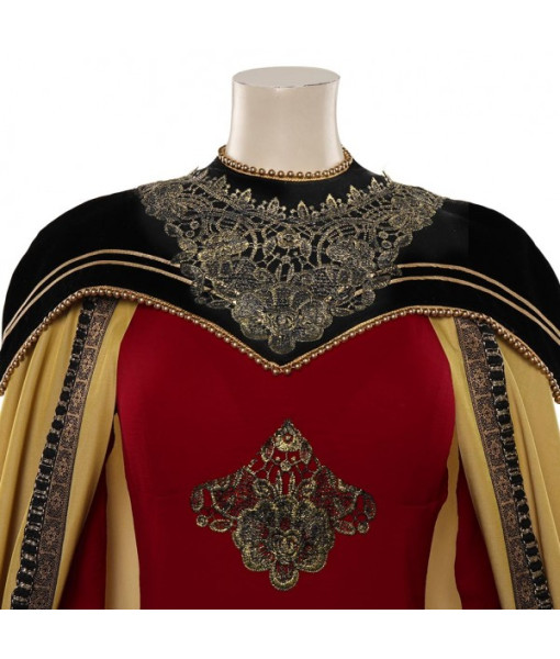 Women Medieval Fantasy Yellow Cape Royal Outfit Deluxe Dress Queen Halloween Costume