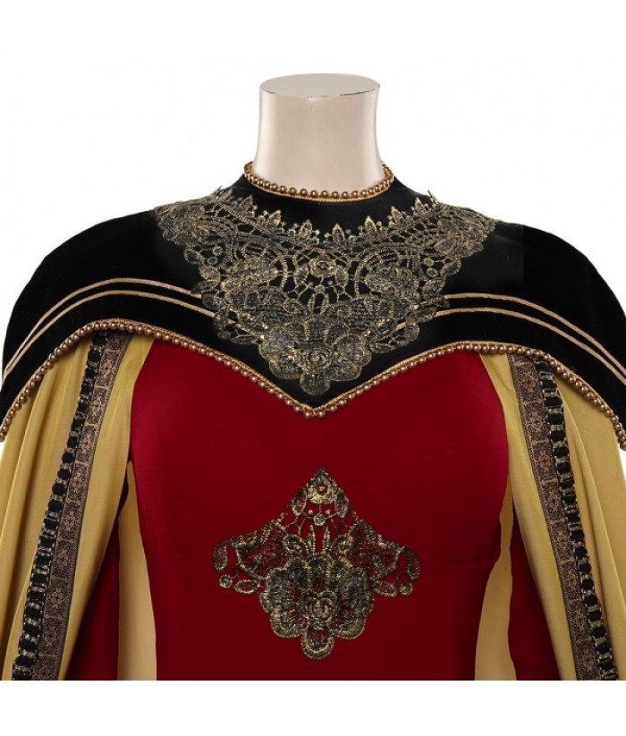 Women Medieval Fantasy Yellow Cape Royal Outfit Deluxe Dress Queen ...