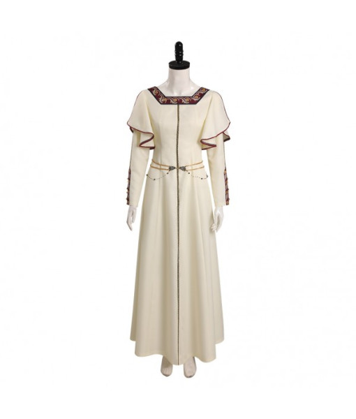 Women Medieval Fantasy Princess Palace Royal White Dress Square Collar Halloween Costume