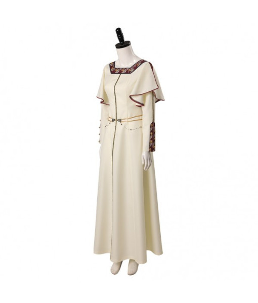 Women Medieval Fantasy Princess Palace Royal White Dress Square Collar Halloween Costume