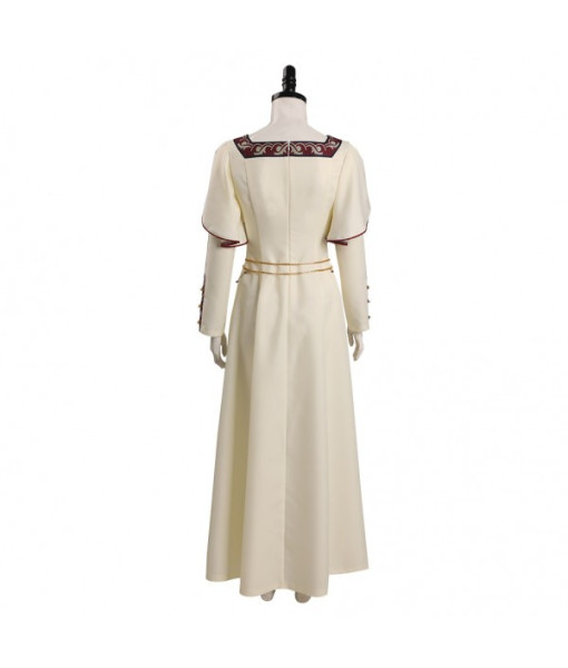 Women Medieval Fantasy Princess Palace Royal White Dress Square Collar Halloween Costume