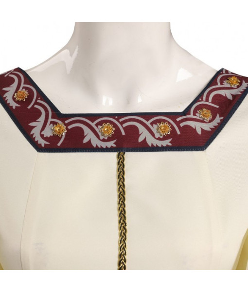 Women Medieval Fantasy Princess Palace Royal White Dress Square Collar Halloween Costume