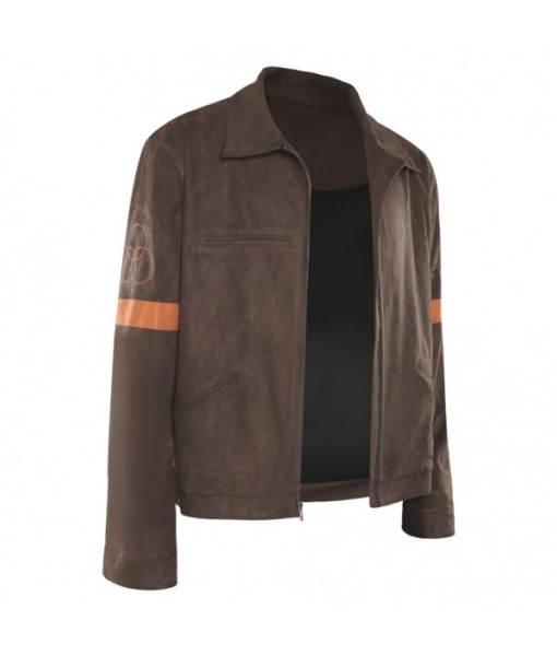 Men Brown Printed Jacket Apocalypse Style Halloween Costume