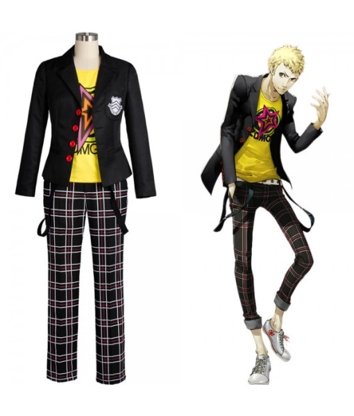Persona 5 Sakamoto Ryoji Cosplay Costume Outfit Attire School Uniform Suit Shirt