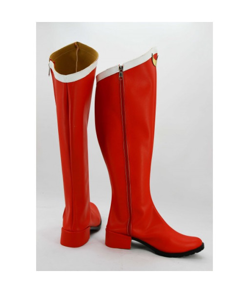Women Orange Latex Long Boots Shoes Halloween Costume Accessories