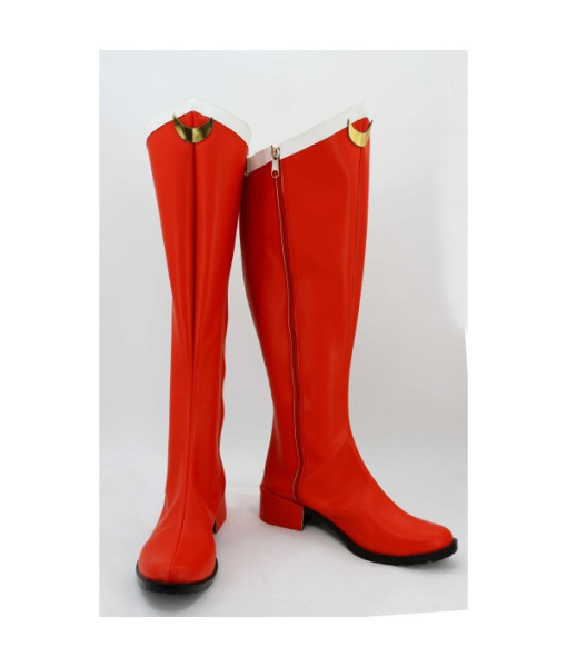 Women Orange Latex Long Boots Shoes Halloween Costume Accessories