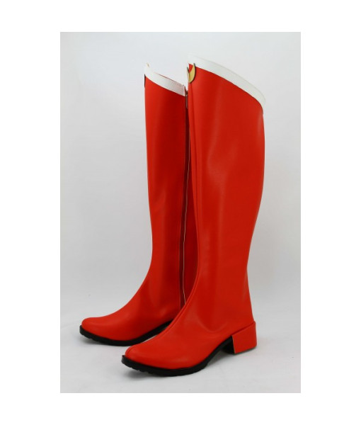 Women Orange Latex Long Boots Shoes Halloween Costume Accessories