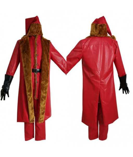 Adult Red Collar Coat Suit 2Pcs Santa Claus Role Play Christmas Special Costume