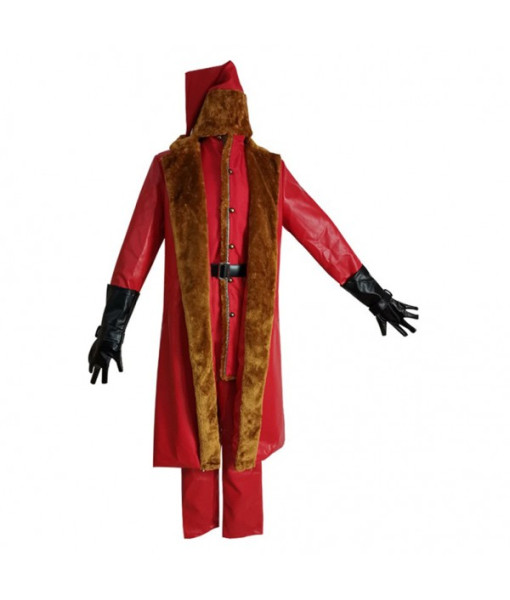 Adult Red Collar Coat Suit 2Pcs Santa Claus Role Play Christmas Special Costume