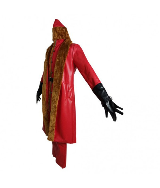 Adult Red Collar Coat Suit 2Pcs Santa Claus Role Play Christmas Special Costume