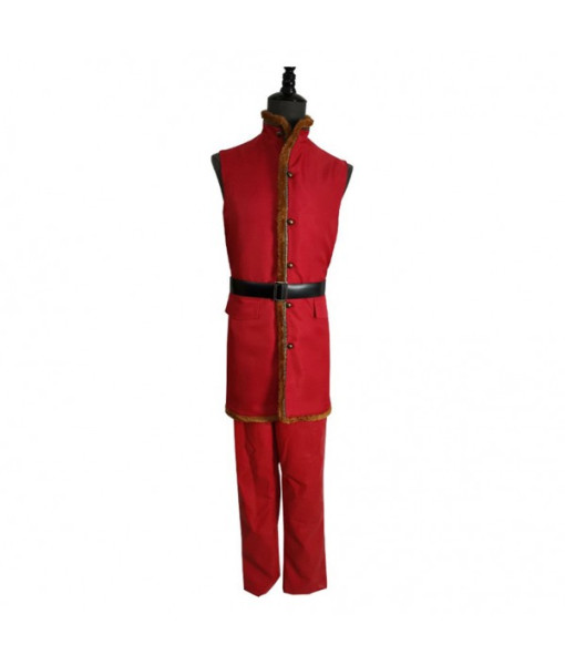 Adult Red Collar Coat Suit 2Pcs Santa Claus Role Play Christmas Special Costume