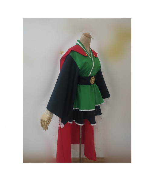 Women Green Kimono Lolita with Red Cape Halloween Costume