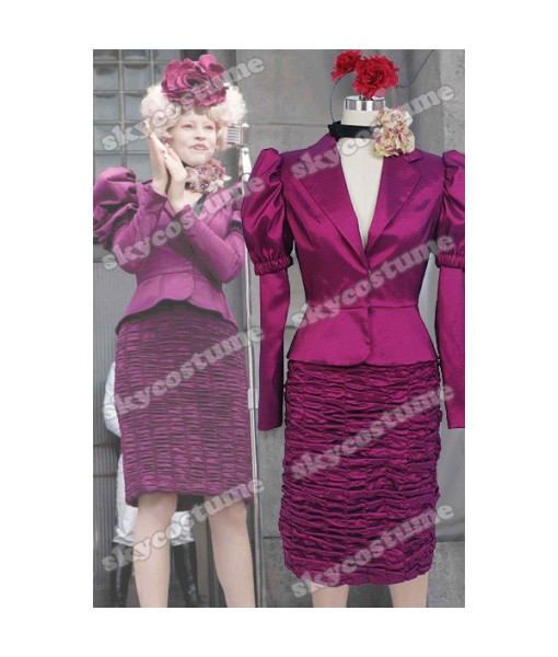 The Hunger Games Effie Trinket Purple Dress suit Movie Cosplay Costume from The Hunger Games