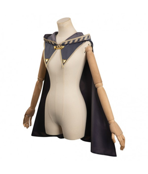 Grey Printed Trim Short Cape Cloak Fantasy Halloween Costume  Grey Printed Trim Short Cape Cloak Fantasy Halloween Costume