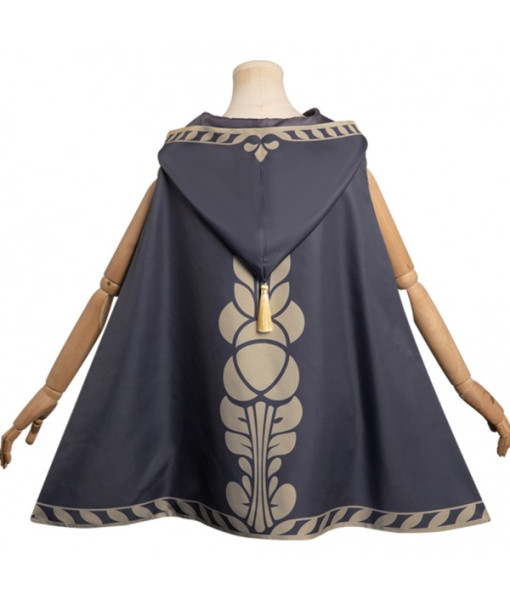 Grey Printed Trim Short Cape Cloak Fantasy Halloween Costume  Grey Printed Trim Short Cape Cloak Fantasy Halloween Costume