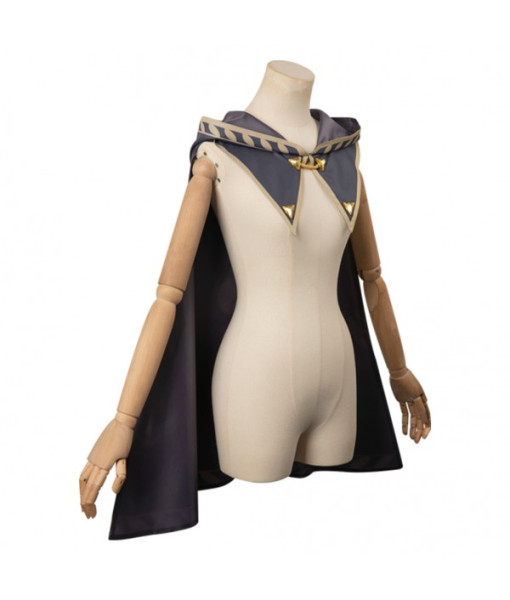 Grey Printed Trim Short Cape Cloak Fantasy Halloween Costume  Grey Printed Trim Short Cape Cloak Fantasy Halloween Costume