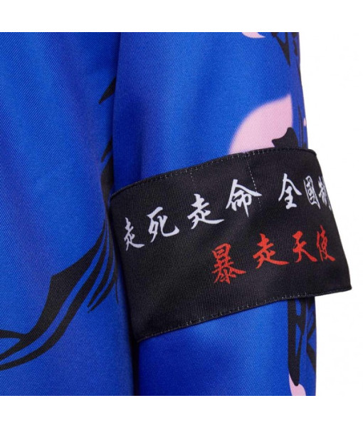 Women Blue Japanese Bakuzoku Uniform Motorcyle Gang Halloween Carnival Suit Costume