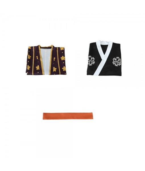 Men Black Lining Star Pattern Printed Coat Kimono Halloween Costume