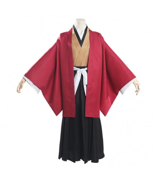 Adult Red Japanese Kimono Samurai Cosplay Fullset Halloween Costume