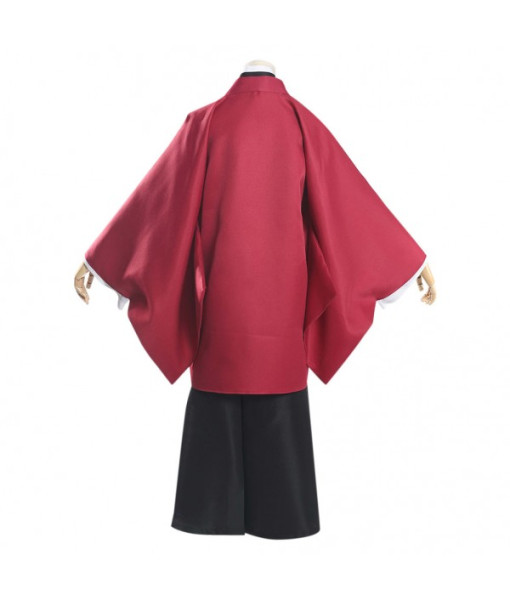 Adult Red Japanese Kimono Samurai Cosplay Fullset Halloween Costume