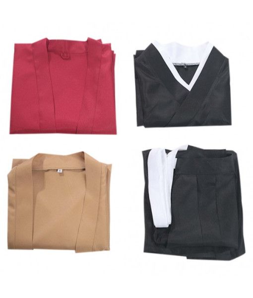 Adult Red Japanese Kimono Samurai Cosplay Fullset Halloween Costume