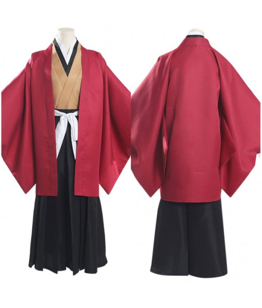 Adult Red Japanese Kimono Samurai Cosplay Fullset Halloween Costume
