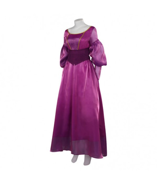 Women Dark Purple Gown Puff Sleeve Renaissance Style Halloween Costume