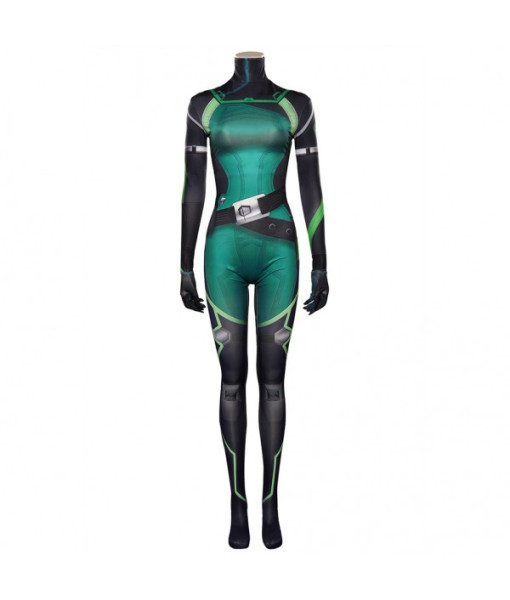 Women Green Futuristic Sci-Fi Style Jumpsuit Halloween Costume