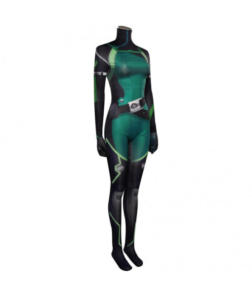 Women Green Futuristic Sci-Fi Style Jumpsuit Halloween Costume