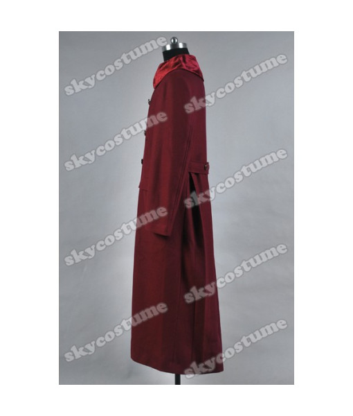 Doctor Who 4th Doctor Plum Red Long Trench Wool Coat Cosplay Costume from Doctor Who