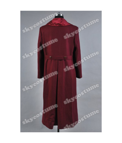 Doctor Who 4th Doctor Plum Red Long Trench Wool Coat Cosplay Costume from Doctor Who