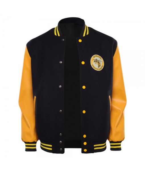 Men Yellow Sleeves Black Baseball Jacket Yellowjacket Printed Sportswear 