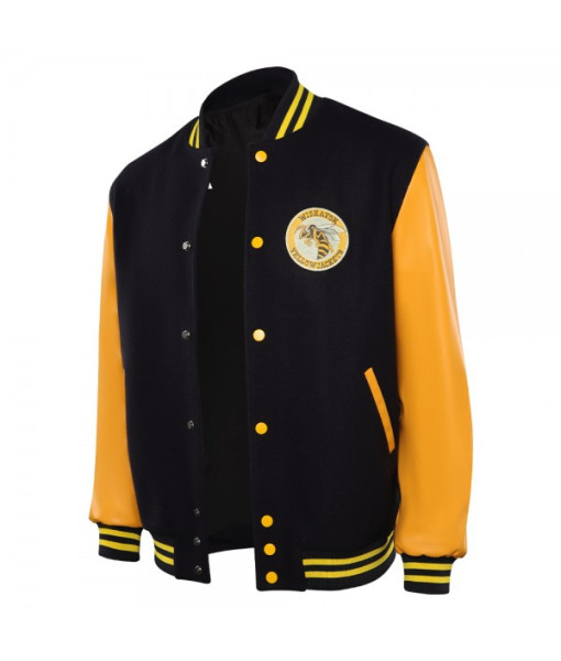 Men Yellow Sleeves Black Baseball Jacket Yellowjacket Printed Sportswear 
