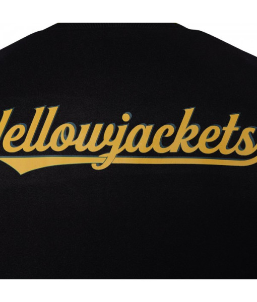 Men Yellow Sleeves Black Baseball Jacket Yellowjacket Printed Sportswear 