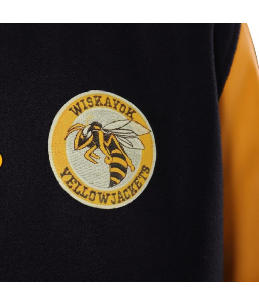 Men Yellow Sleeves Black Baseball Jacket Yellowjacket Printed Sportswear 